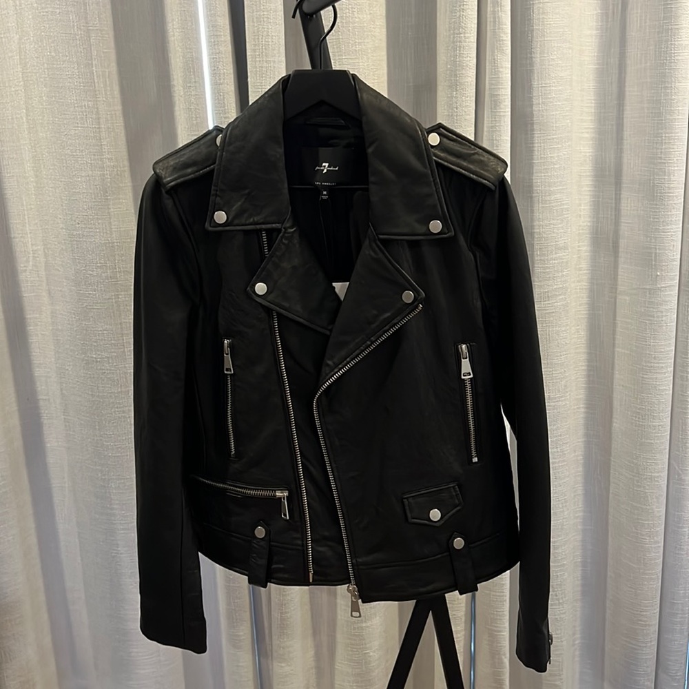 Genuine Leather Moto Jacket - 7 for all mankind - Size M